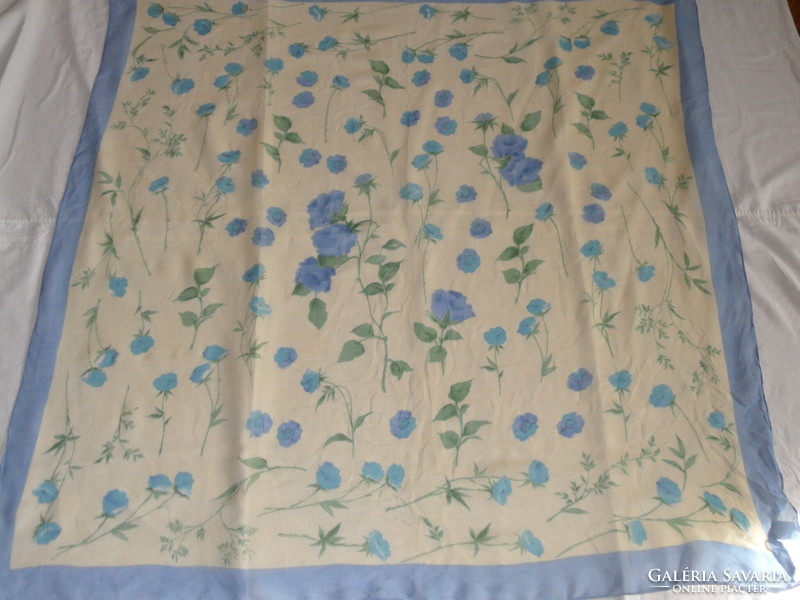 Indian blue floral large women's scarf and shawl