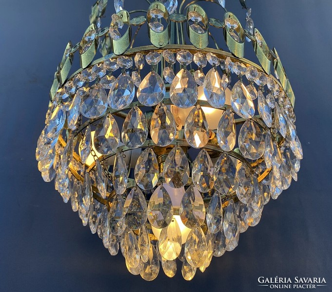 Hollywood regency, complete crystal chandelier, new wiring!