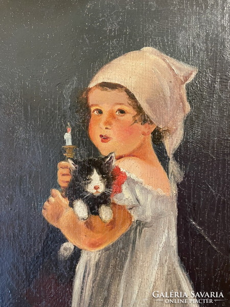 Havas j: charming little girl with a kitten