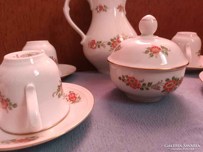 Freiberger Porzellan - Made in GDR - porcelán 5 személyes készlet cukortartóval és kiöntővel