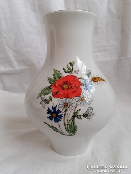 Zsolnay pipacsos, mezei virágos porcelán váza