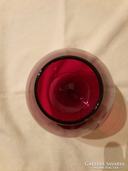 Pohár üveg piros konyakos 14x14cm