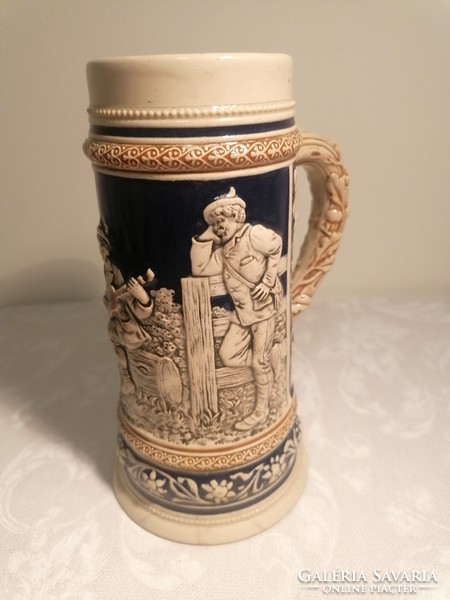 German still life scene beer mug, beautiful antique, 1896. Marked! Collector's item!