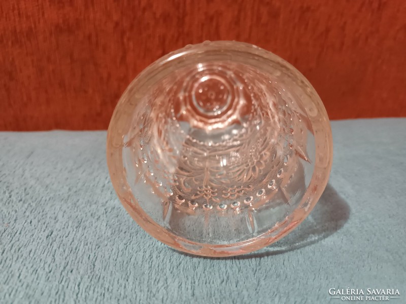 Richly decorated, thick glass vase with a beautiful convex flower pattern - with video