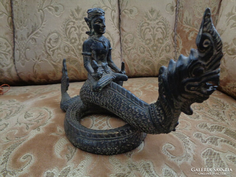 Old bronze Hindu god Ganga riding a makara