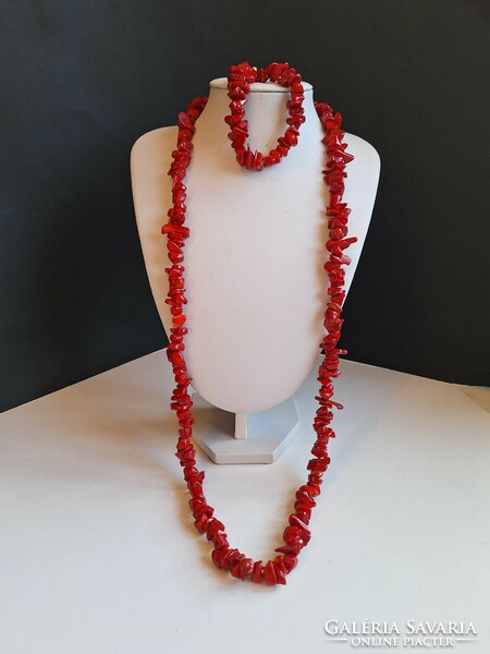 Large coral necklace with bracelet/213gr/