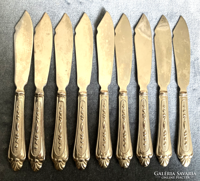 Silver-plated, old fish knife set