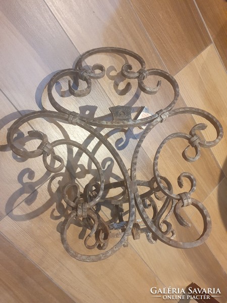 Retro heavy large richly decorated wrought iron flower stand