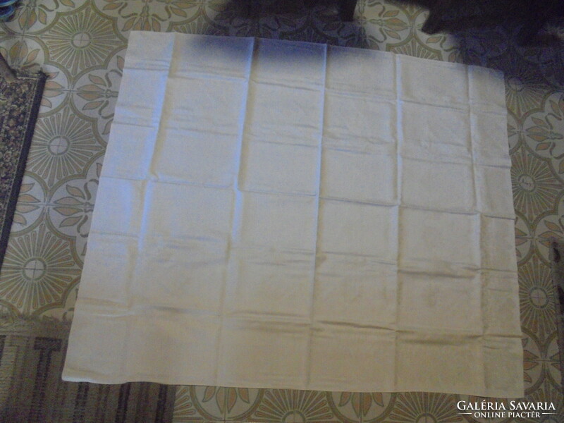 Old white damask tablecloth with four napkins in box - never used