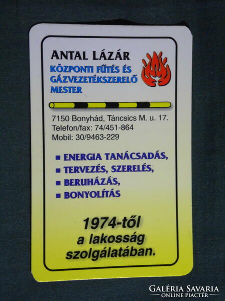 Kártyanaptár, Antal Lázár központi fűtés és gázszerelő mester , Bonyhád , 2005, (6)