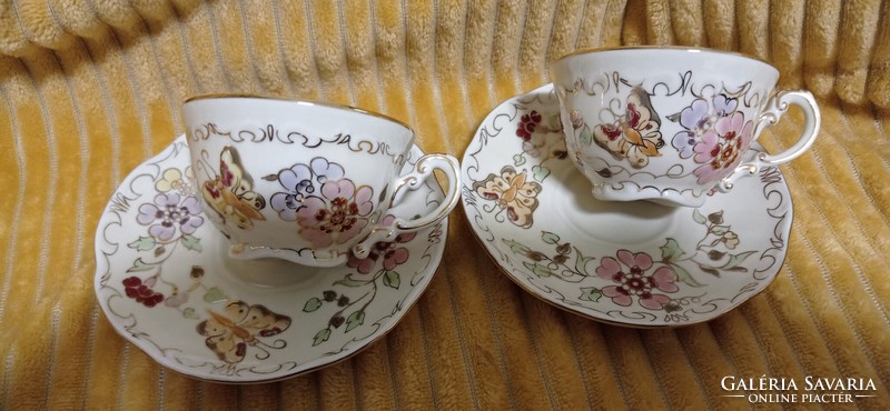 Only 1 Zsolnay butterfly coffee cup, butterfly pattern, butterfly cup. Showcase.