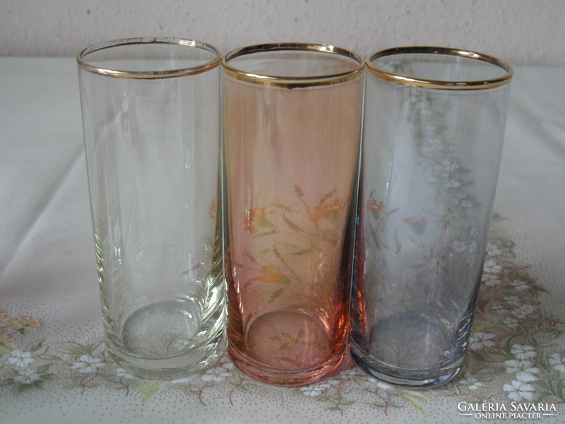 Retro, régi színes üveg pohár ( 6 db.)