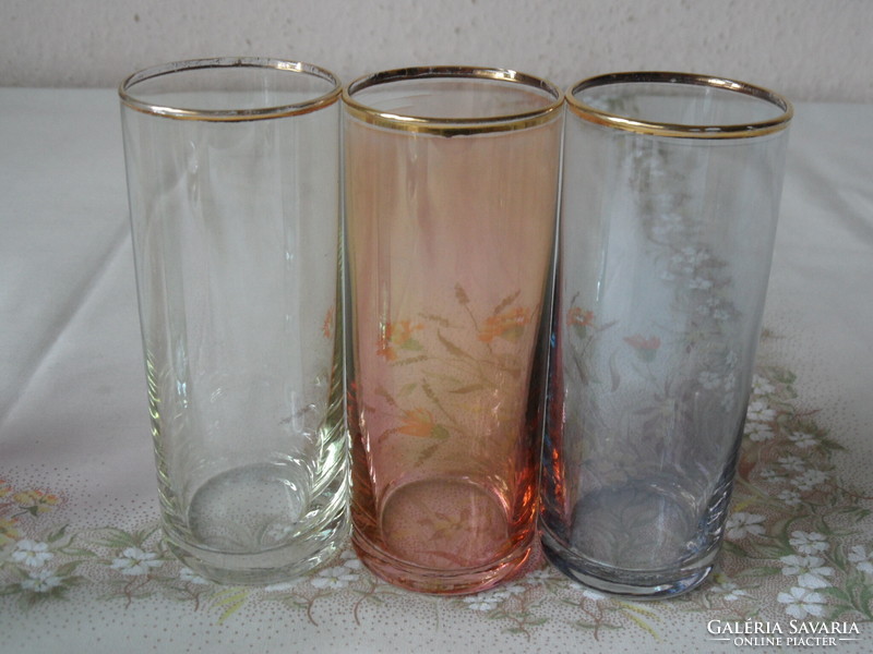 Retro old colored glass cups (6 pcs.)