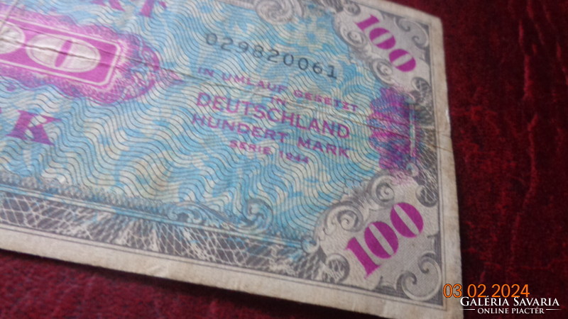 100 Mark  1944 . II. vh végén Szövetségi katonai valuta . német átmeneti pénz