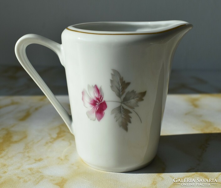 Retro Alföldi porcelán magnólia, virág mintás kiöntő, tejkiöntő
