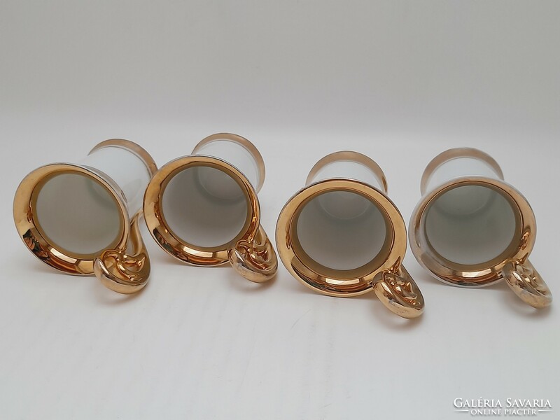Antique Bieder gilded porcelain mocha or chocolate cups 4 pieces in one