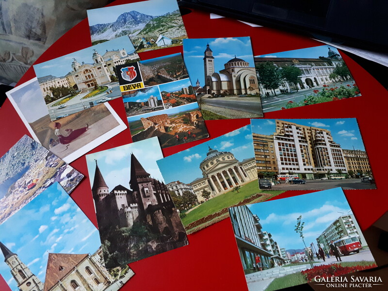 Foreign postcards, 12 postal stamps, Romanian, Slovak