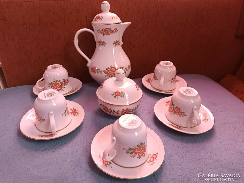 Freiberger Porzellan - Made in GDR - porcelán 5 személyes készlet cukortartóval és kiöntővel