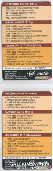 Hungarian phone card 1148 rifle 2001 history 3 gem 6- gem 7 6,200,23,800 Pcs.