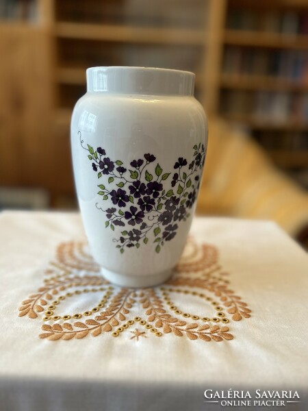 Hand-painted vase with violet pattern by Zsolnay
