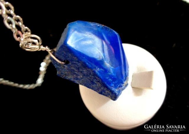 Lapis natural raw pendant + chain