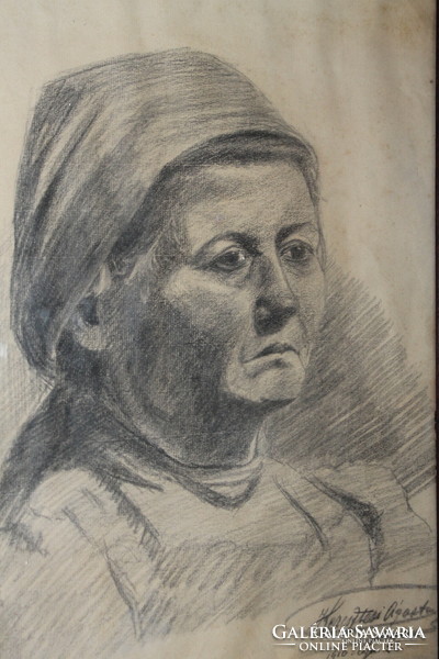 Keresztesi Ágoston jelzéssel grafika - portré