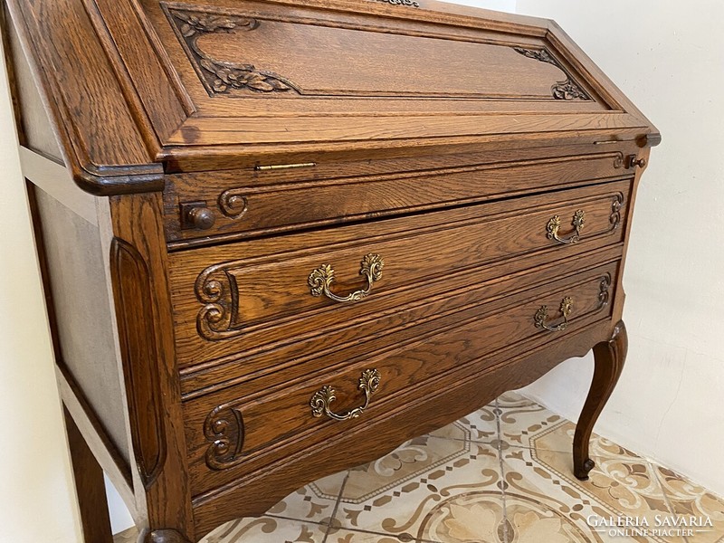 Secretary, carved oak, neo-baroque. Desk.