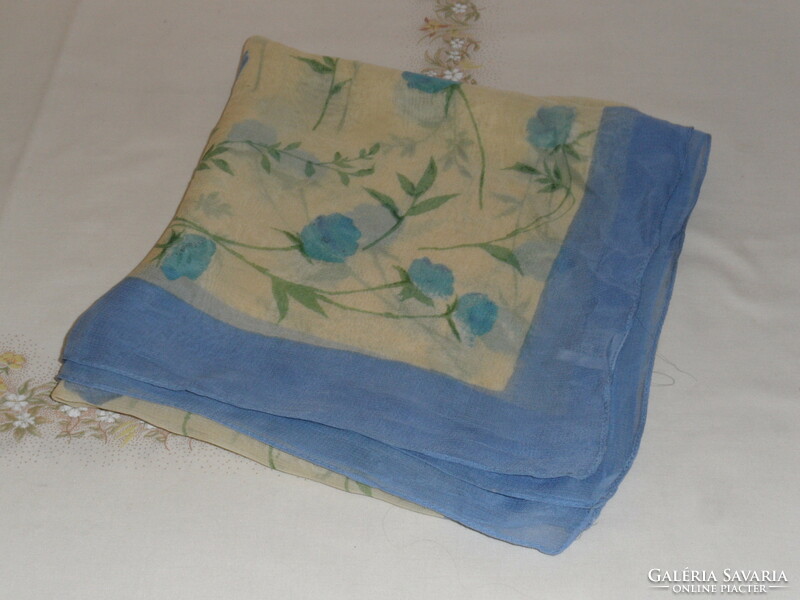 Indian blue floral large women's scarf and shawl