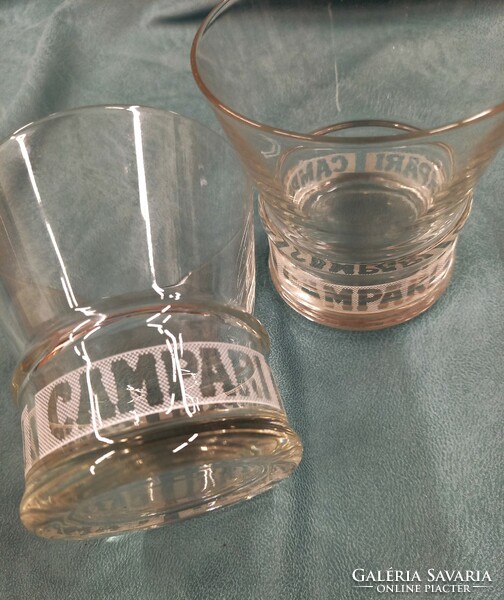 2 Camparis glasses and 2 whiskey glasses