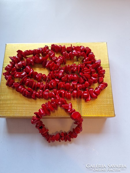 Large coral necklace with bracelet/213gr/