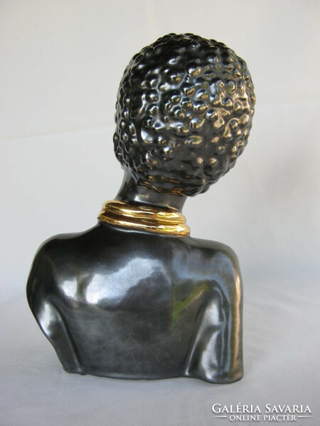 Retro ... Izsépy Hungarian applied art ceramic African woman bust
