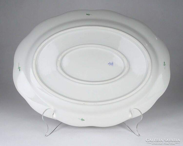 1Q457 old damaged green Eton pattern Herend porcelain steak bowl 28 x 37 cm 1949