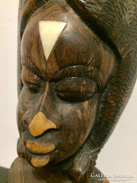 Beautiful African wooden female head bust