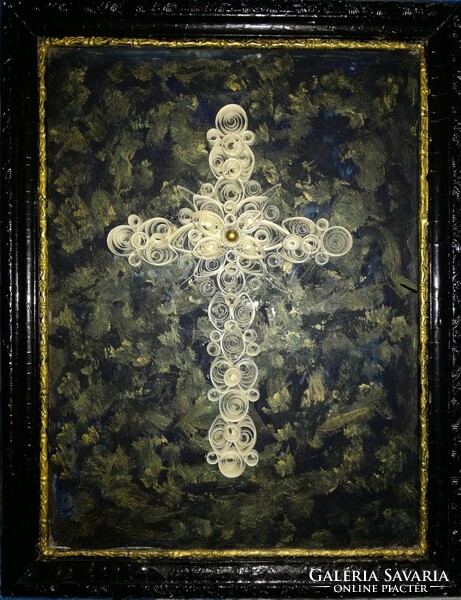Akril festmény 3 D -s vallási jelképpel