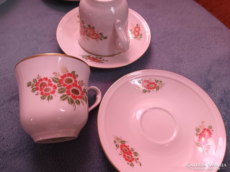 Freiberger Porzellan - Made in GDR - porcelán 5 személyes készlet cukortartóval és kiöntővel