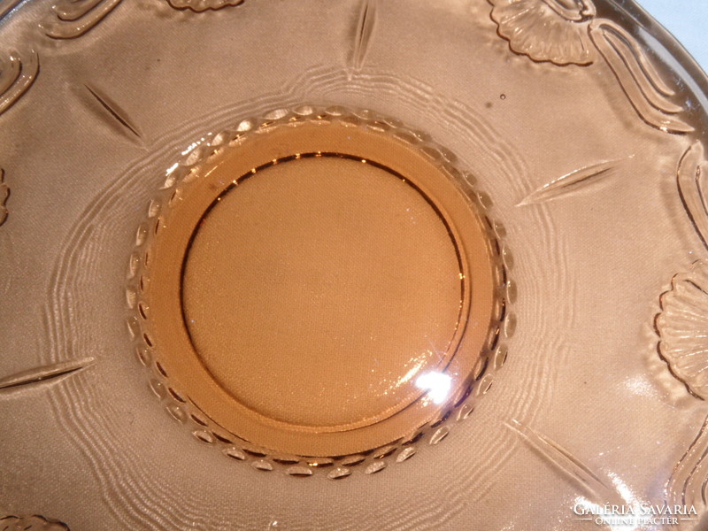 Art deco coral colored glass cake plate (6 pcs.)