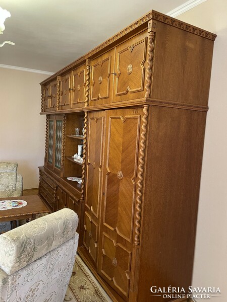 Solid wood colonial wardrobe with bed linen rack