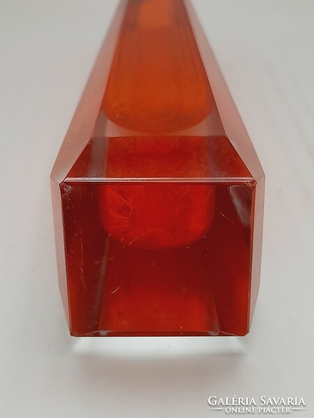 Czech orange retro colored glass vase, 20.7 cm