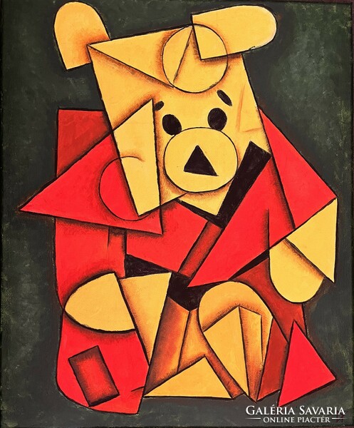 Cubist Winnie the Pooh (painting by Péter Domján)