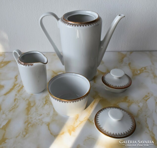 Retro aranyozott szélű Kahla GDR német porcelán teás, kávés készlet, 6 személyes