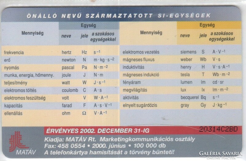 Hungarian phone card 1141 rifle 2000 physics ods 4 100,000 Pcs
