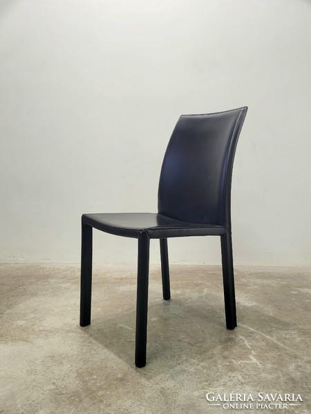 8 Black Italian leather dining chairs
