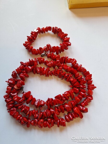 Large coral necklace with bracelet/213gr/