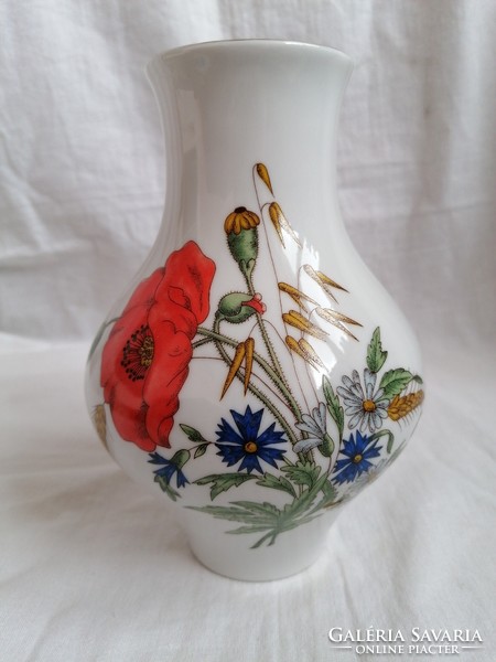 Zsolnay pipacsos, mezei virágos porcelán váza