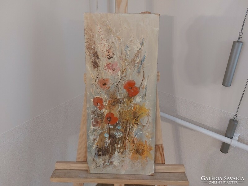 (K) Virágcsendélet festmény 25x58 cm