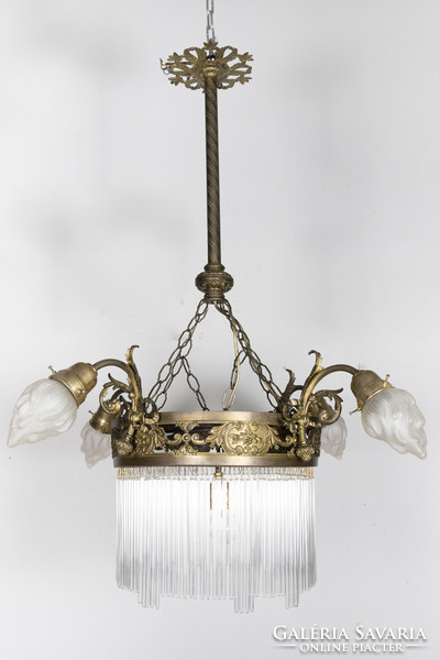 Spaghetti glass chandelier with torch covers