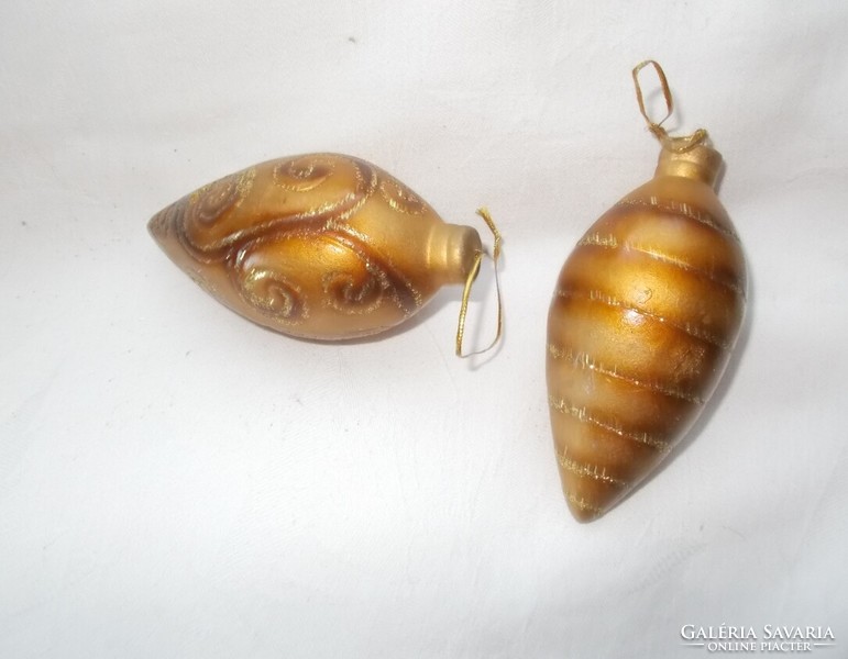 Glass or ceramic Christmas tree decoration, Christmas tree decoration 2 pcs (bronze, gold)
