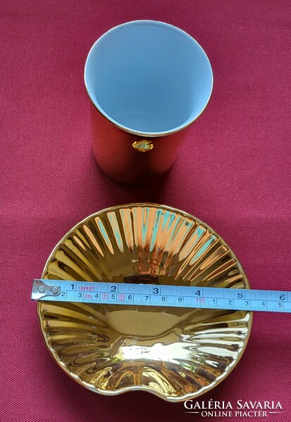 Ilona bavaria richly gilded German porcelain cup mug bowl shell bowl centerpiece offering vase