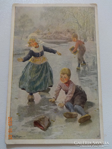 Old Dutch graphic winter greeting card