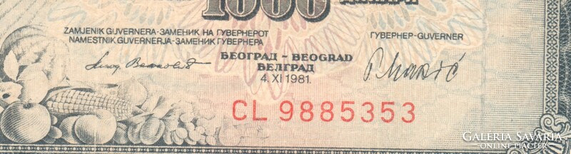 *1000 DINARA 1981 JGOSZLÁVIA*